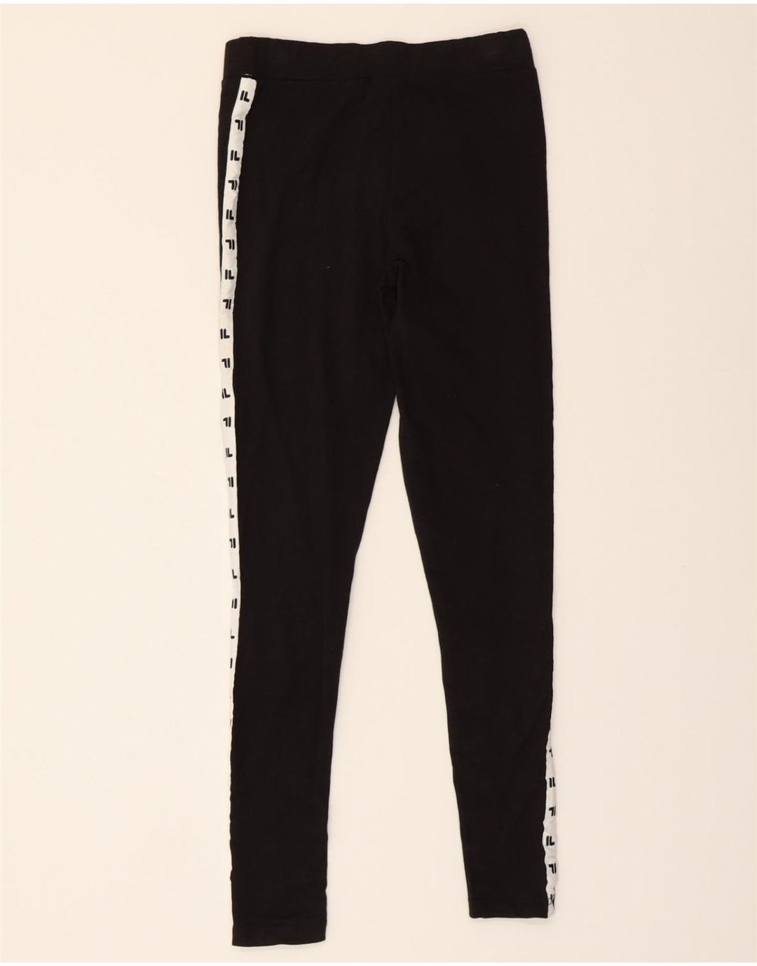 FILA Womens Graphic Leggings UK 10 Small Black Cotton Vintage Fila and Second-Hand Fila from Messina Hembry 