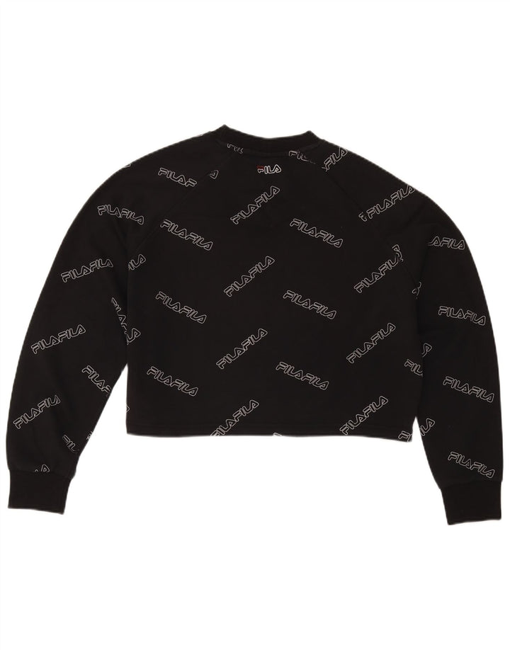 Fila Sweat-shirt court surdimensionné pour femme UK 10 Petit Noir