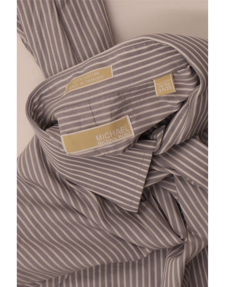 Michael Kors Mens Shirt Size 16 1/2 Large Grey Striped Cotton