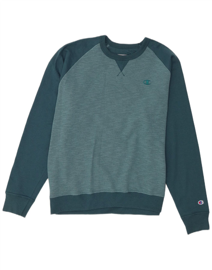 Champion Mens Sweatshirt Jumper XL Blue Colourblock Cotton
