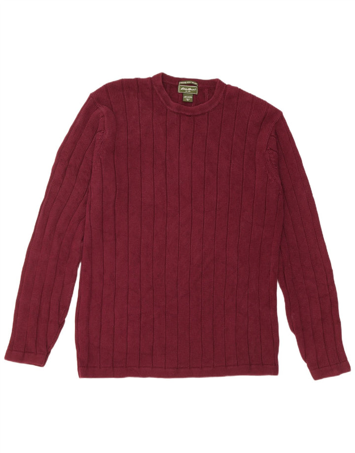 Eddie Bauer Mens Tall Crew Neck Jumper Sweater Medium Burgundy Cotton