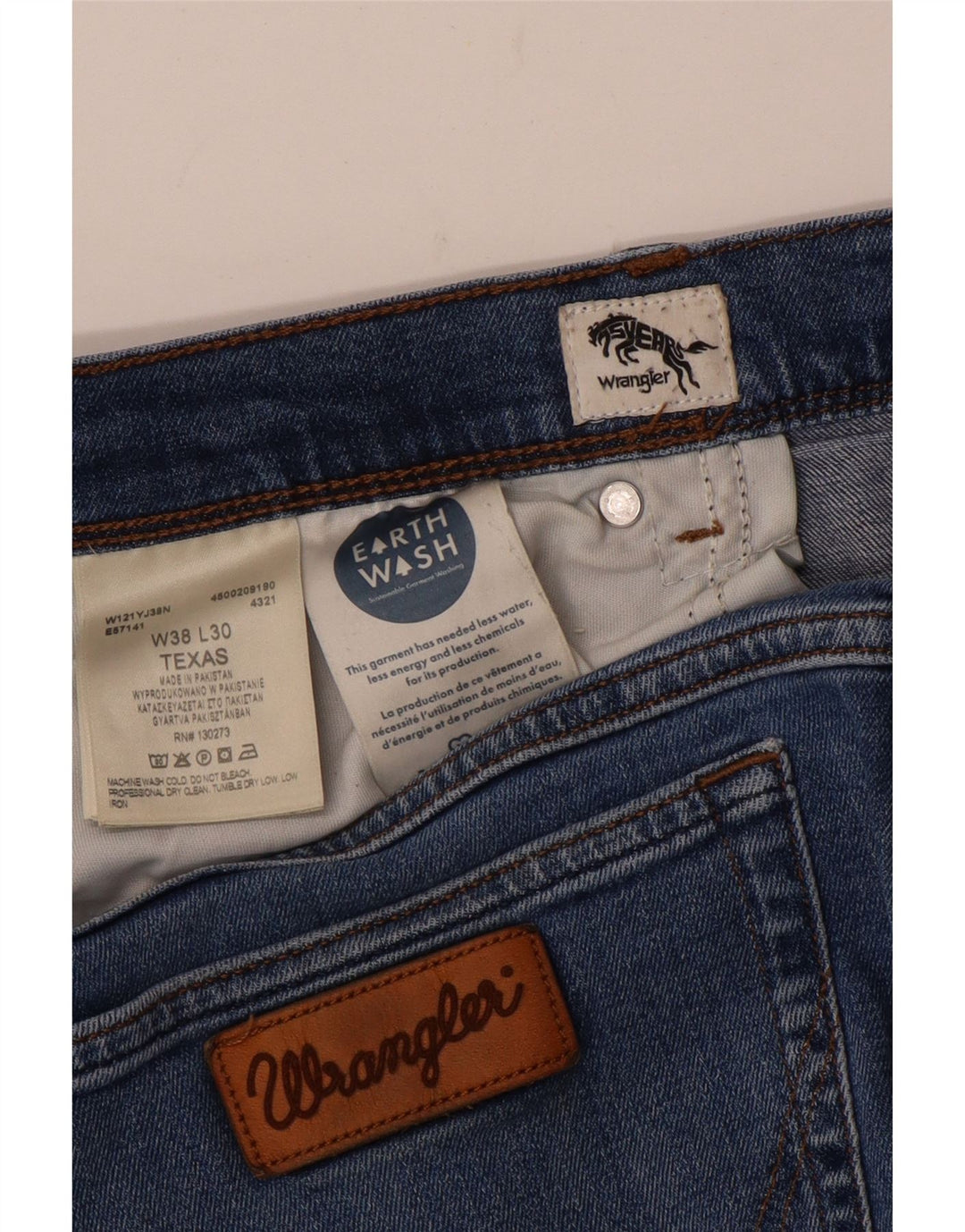 Wrangler Mens Texas Straight Jeans W38 L30 Blue Cotton