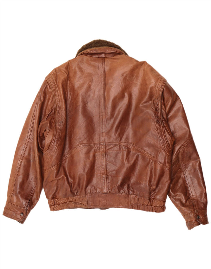 Vintage Mens Leather Jacket IT 50 Large Brown