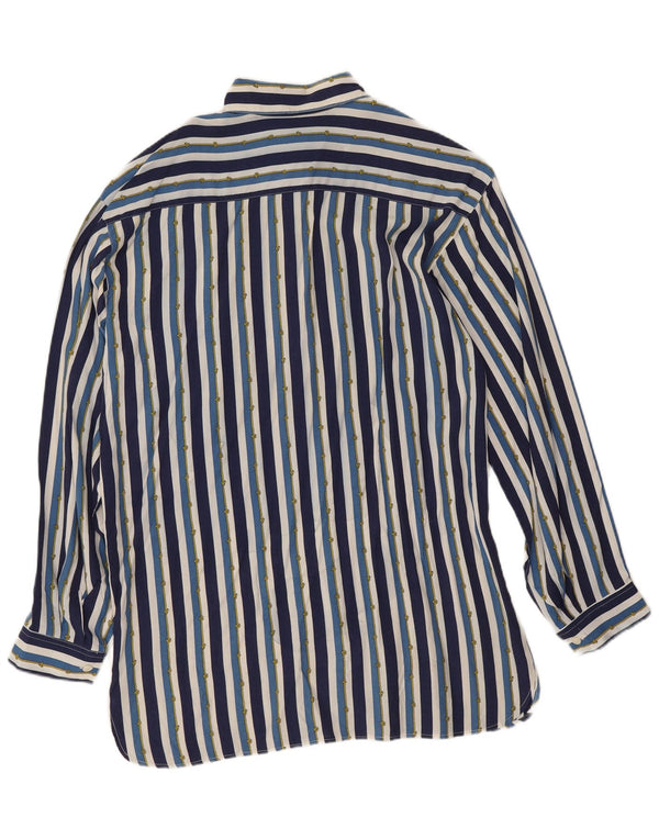 Marina Yachting Dame skjorte bluse UK 14 Medium blå stribet viskose