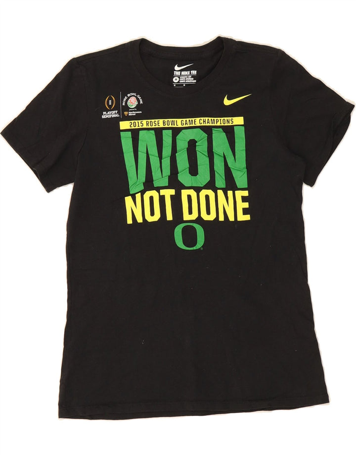 NIKE Womens Athletic Cut Graphic T-Shirt Top UK 12 Medium Black Vintage Nike and Second-Hand Nike from Messina Hembry 