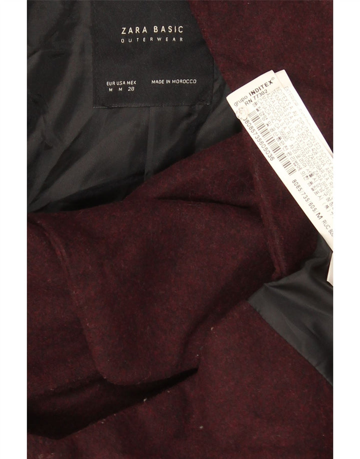 Zara Womens Hooded Bomber Jacket UK 14 Medium Burgundy Acrylic