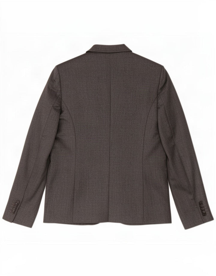 Giacca blazer da donna a 2 bottoni Benetton UK 10 piccola spina di pesce grigia