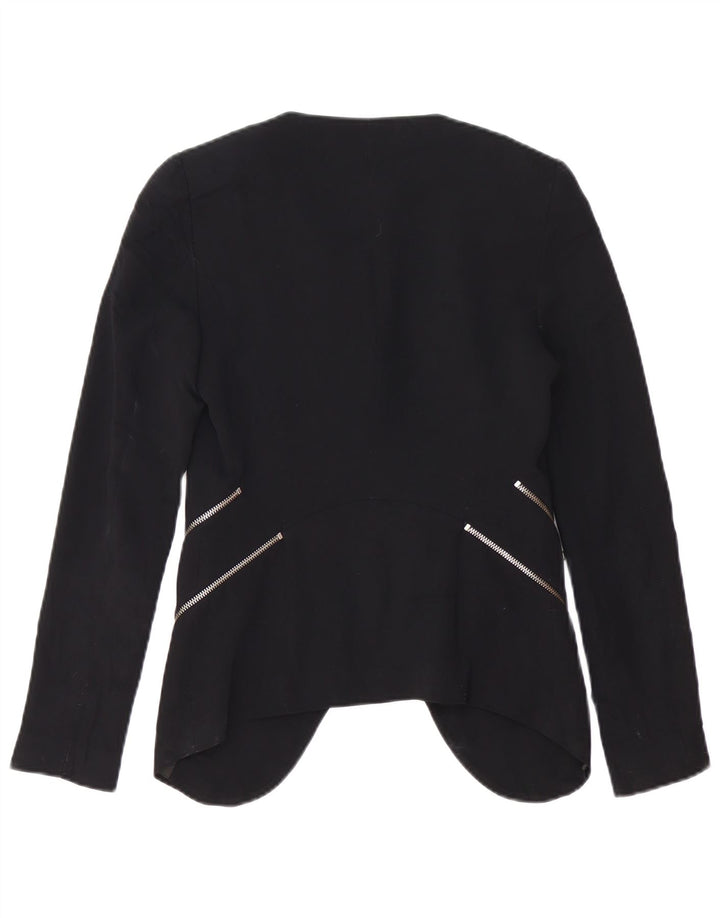 Zara Womens Open Blazer Jacket UK 6 XS Sort Polyester