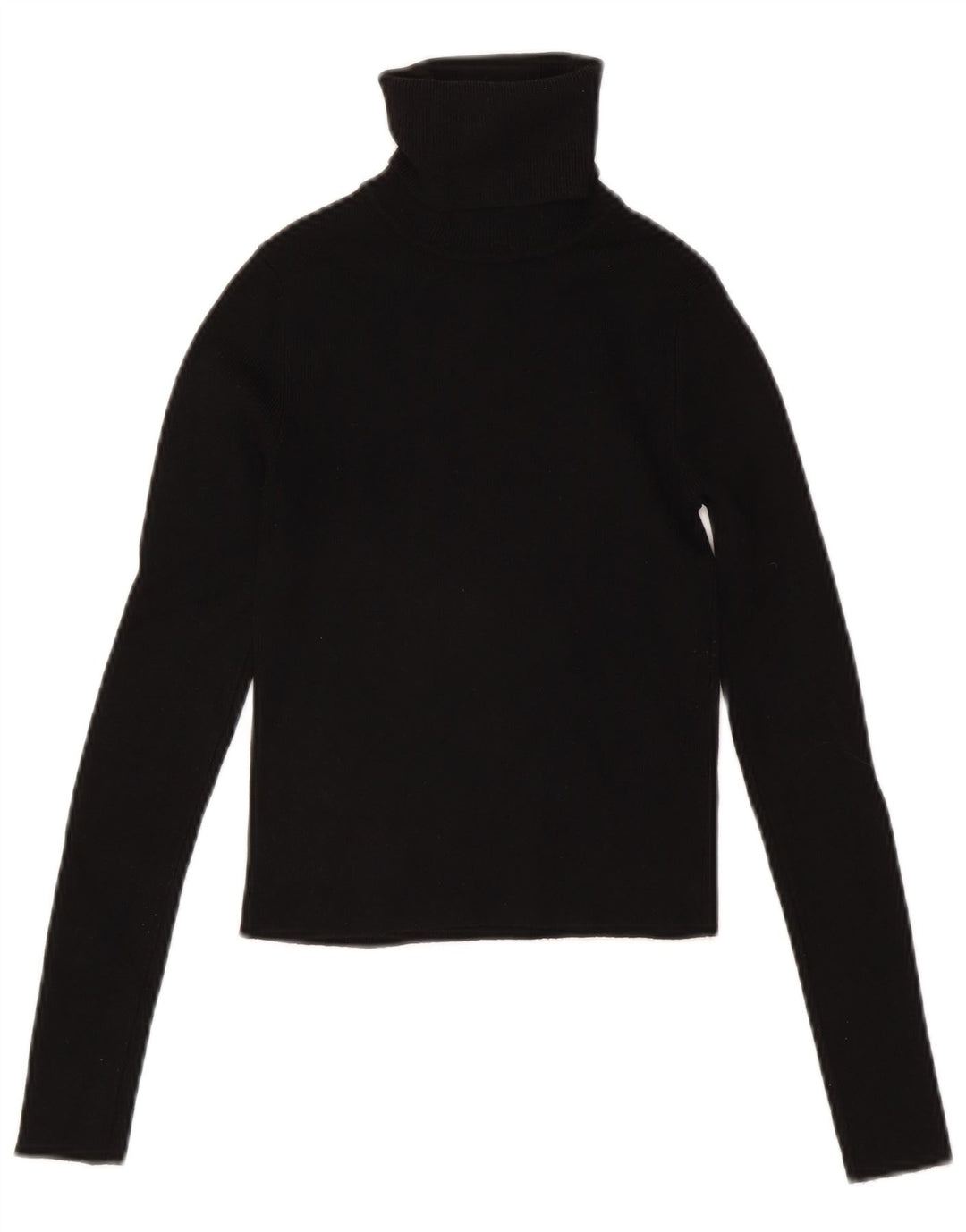 Zara Womens Crop Top Long Sleeve UK 8 Small Black Viscose