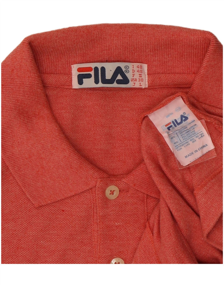 FILA Mens Long Sleeve Polo Shirt IT 48 Medium Pink Cotton
