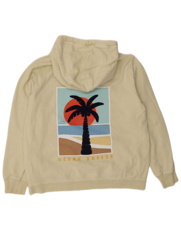 Fat Face Dame Grafisk Hoodie Jumper UK 14 Medium Gul Bomuld