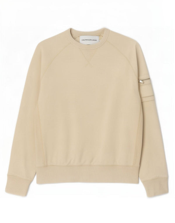 Calvin Klein Jeans Herre Sweatshirt Jumper Small Beige Bomuld