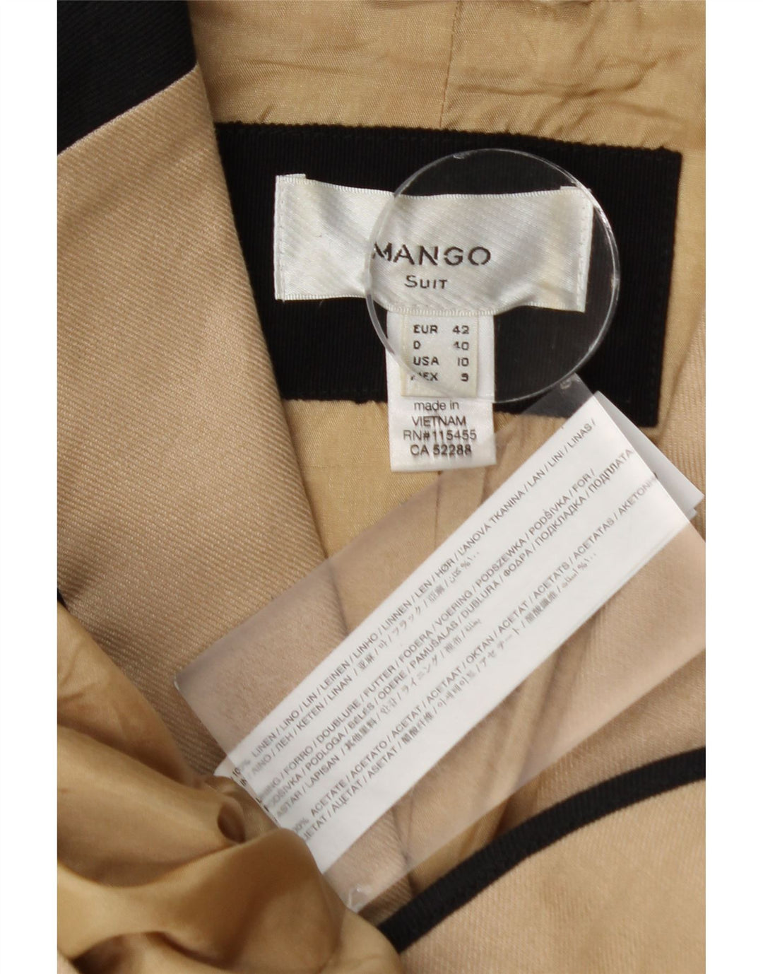 Giacca blazer da donna a 1 bottone MANGO EU 42 Large Beige Colourblock Lino