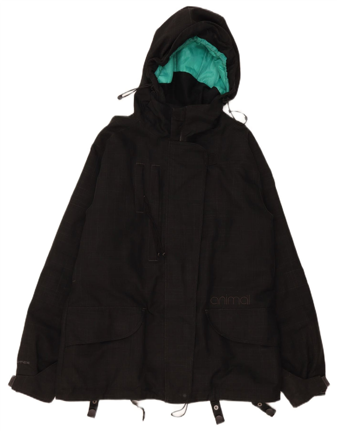 Animal Womens Hooded Windbreaker Jacket UK 14 Large Black Check Polyester