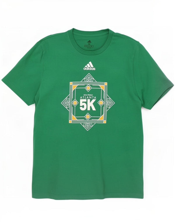 Adidas Mens Graphic T-Shirt Top Medium Green Cotton