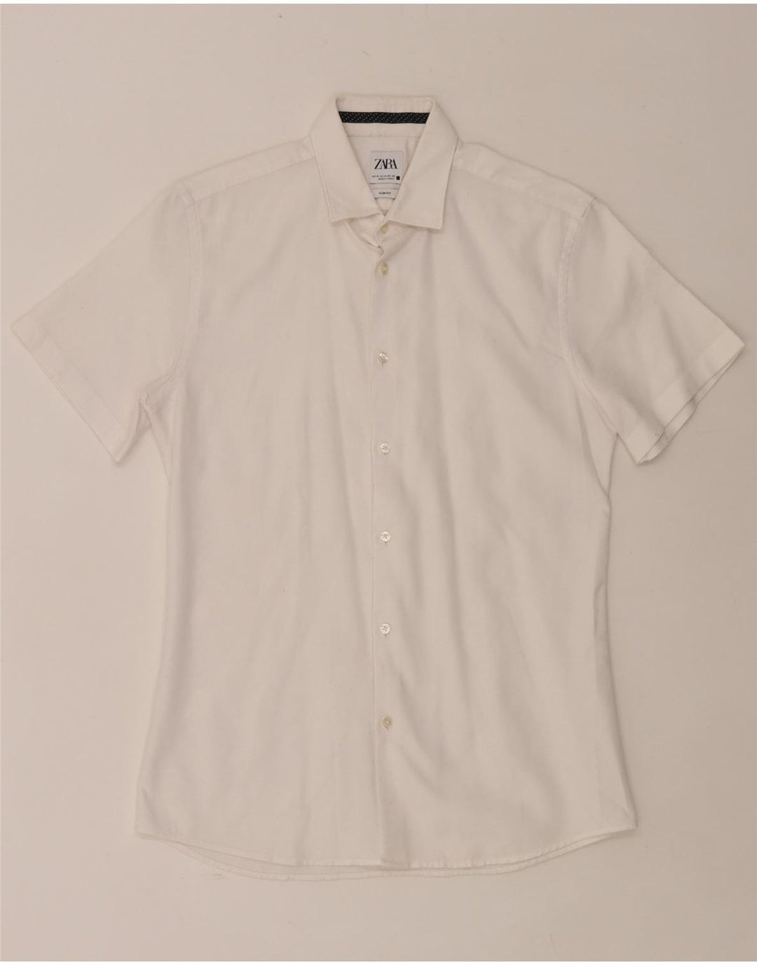 ZARA Mens Short Sleeve Slim Fit Shirt Medium White