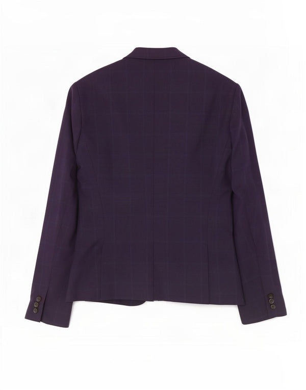 Zara Veste Blazer 1 Bouton Femme EU 38 Petit Carreau Bleu Marine