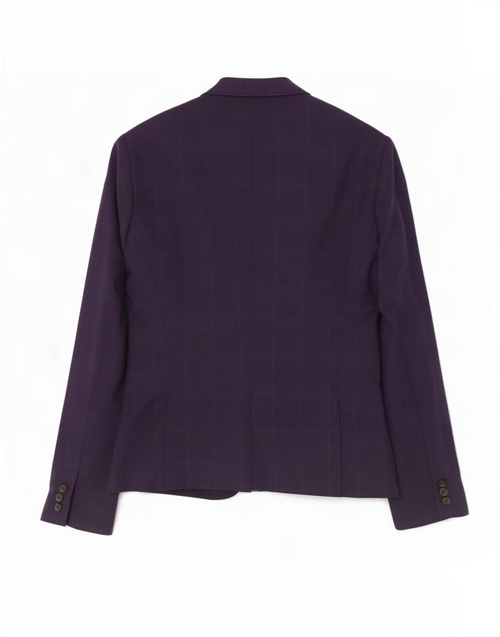 Zara Veste Blazer 1 Bouton Femme EU 38 Petit Carreau Bleu Marine