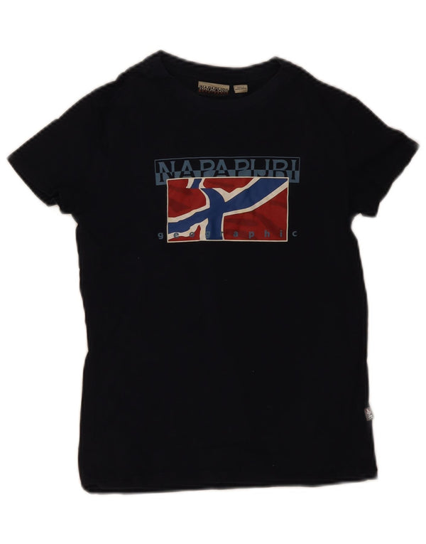 Napapijri Boys Geographic Graphic T-Shirt majica kratkih rukava 9-10 godina tamnoplavi pamuk