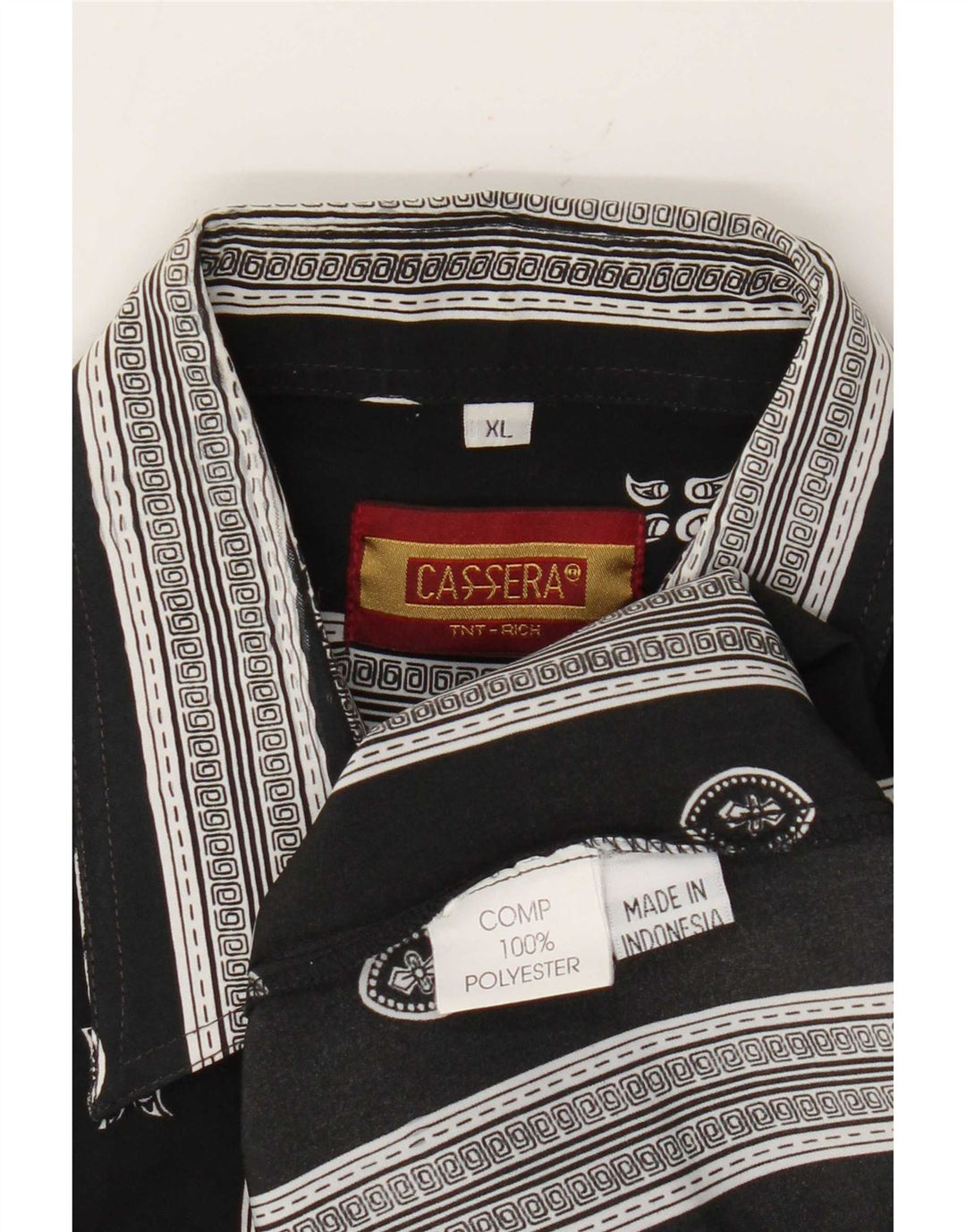 Cassera Mens Short Sleeve Shirt XL Black Geometric Polyester