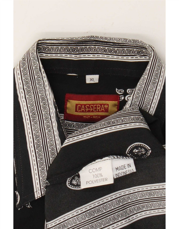 Cassera Mens Short Sleeve Shirt XL Black Geometric Polyester