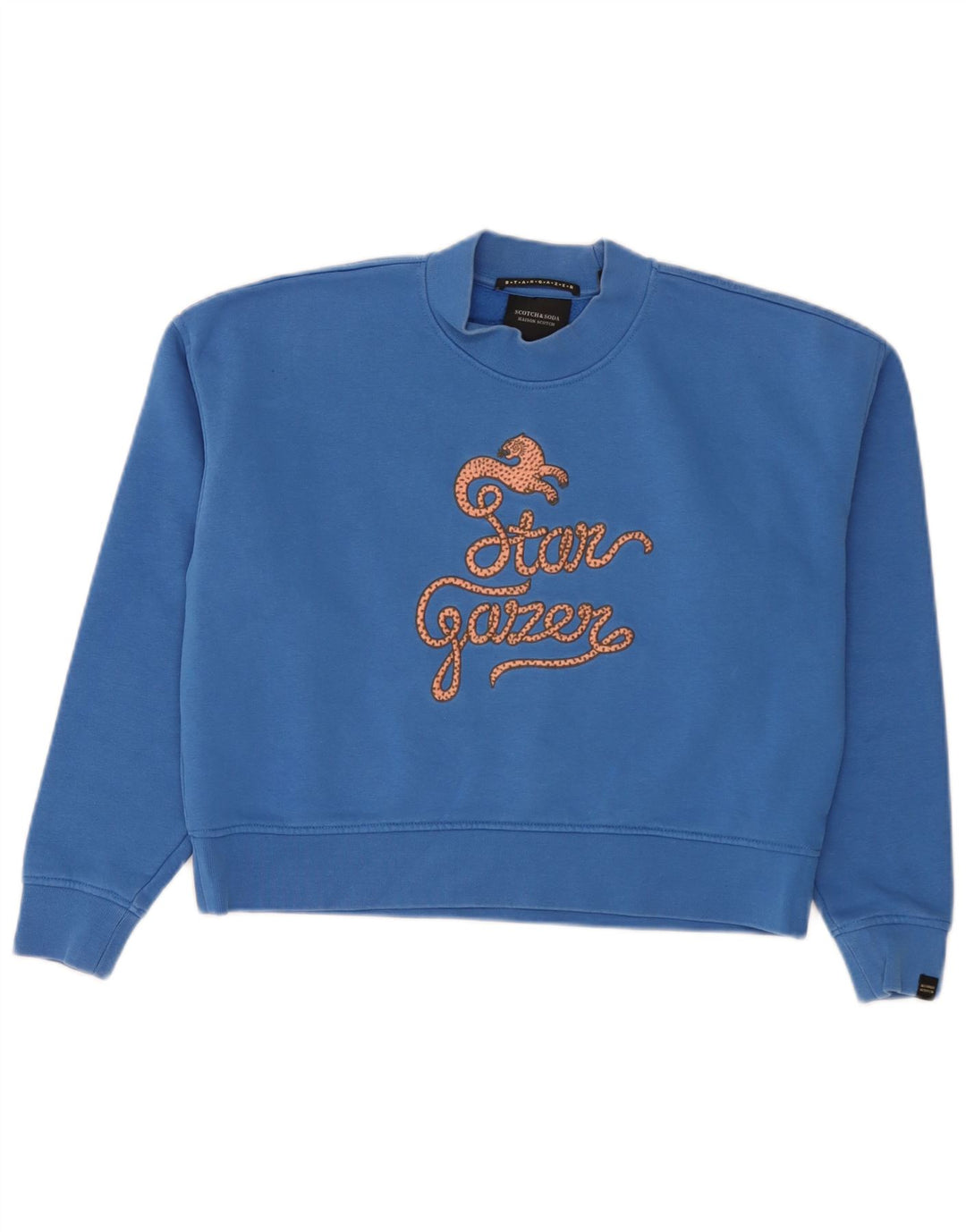 Scotch & Soda Dame Grafisk Oversized Sweatshirt Jumper UK 10 Lille Blå
