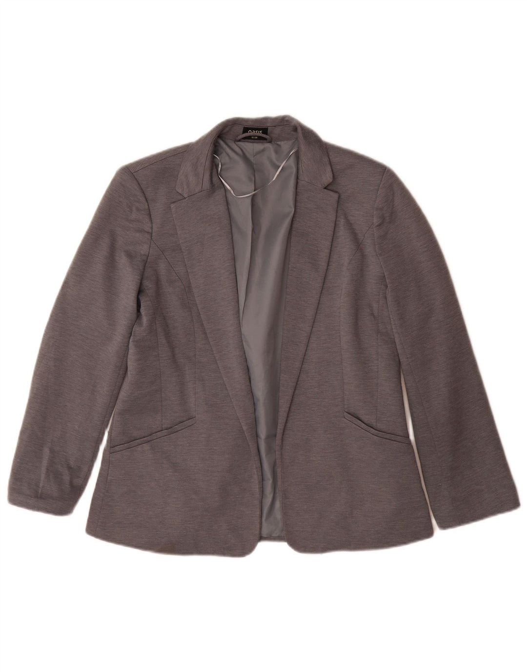 Jaqueta blazer aberta feminina Oasis UK 12 poliéster cinza médio