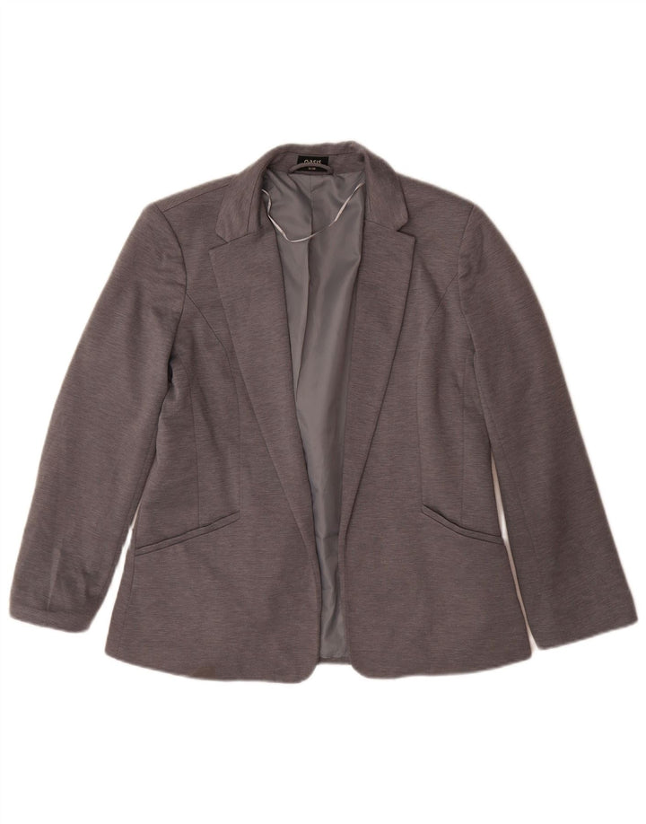 Jaqueta blazer aberta feminina Oasis UK 12 poliéster cinza médio