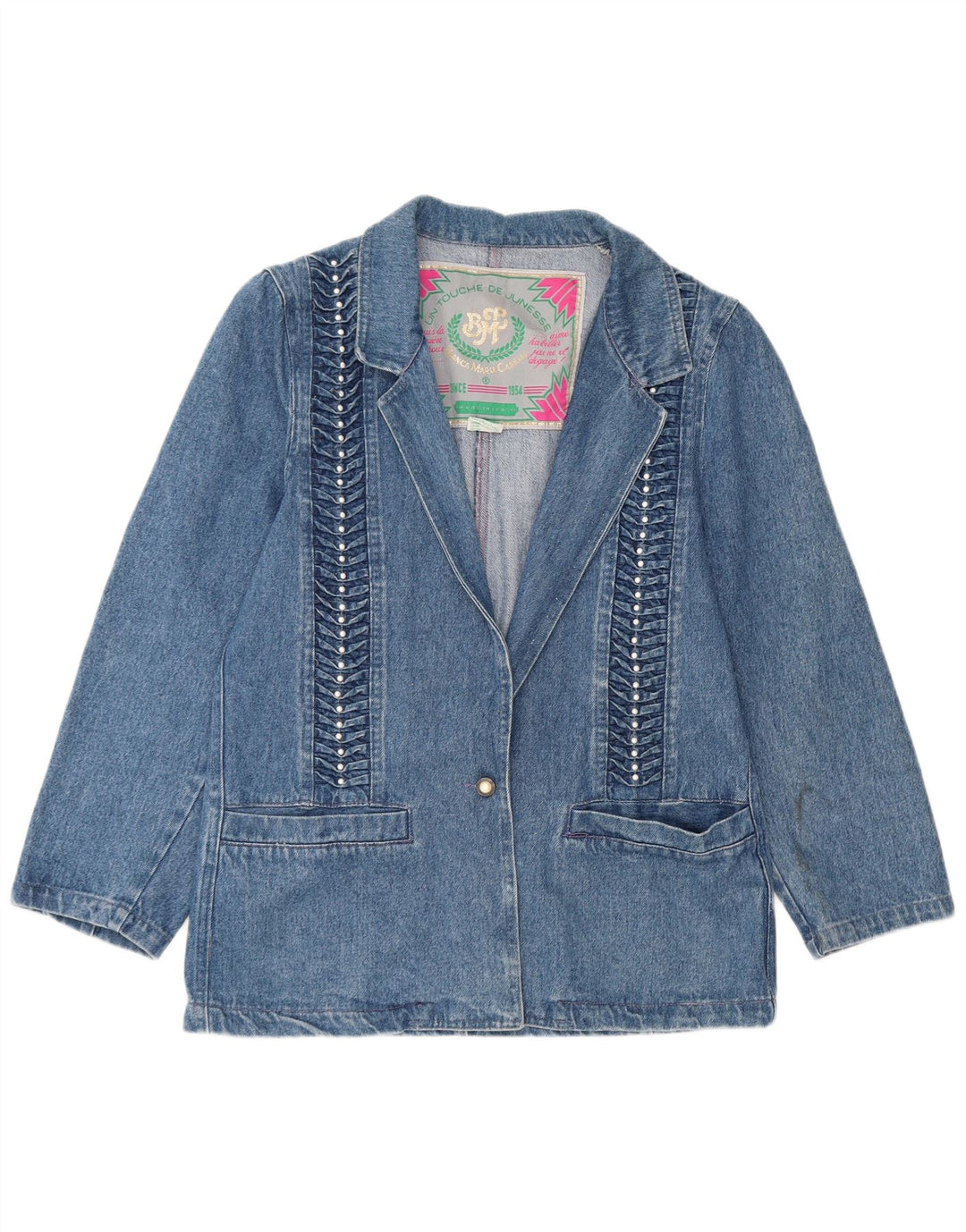 Bianca Maria Caselli Ženska traper jakna s jednim gumbom UK 10 Small Blue