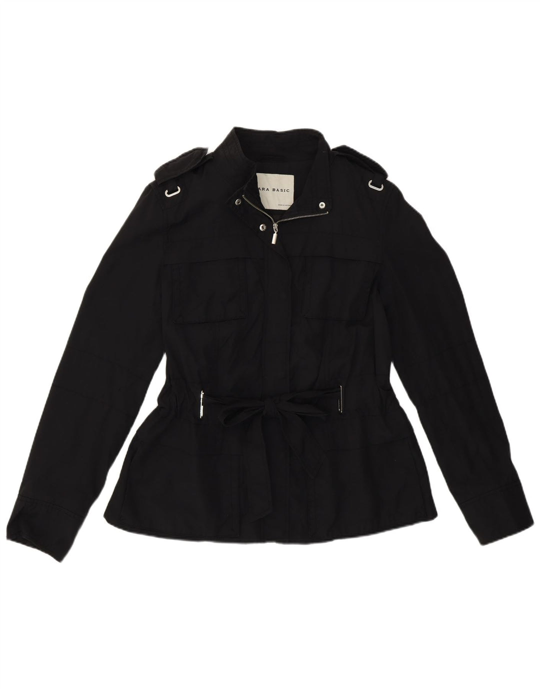 Zara Damen Militär-Utility-Jacke UK 16 Large Schwarz