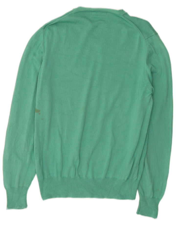 Maglione Zara da uomo con scollo a V in cotone verde medio