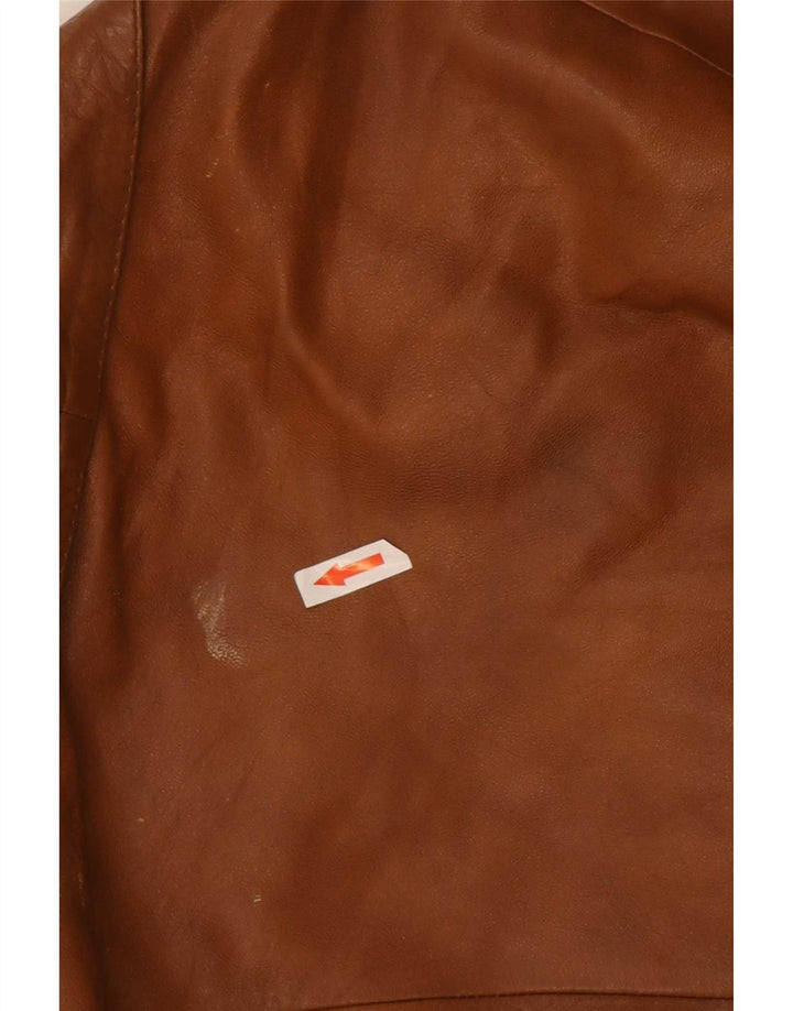 Vintage mujer chaqueta de cuero Reino Unido 14 marrón medio