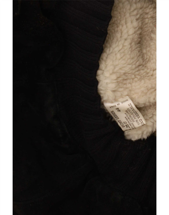 Vintage Mens Sherpa Leather Jacket IT 44 XS Black Retro