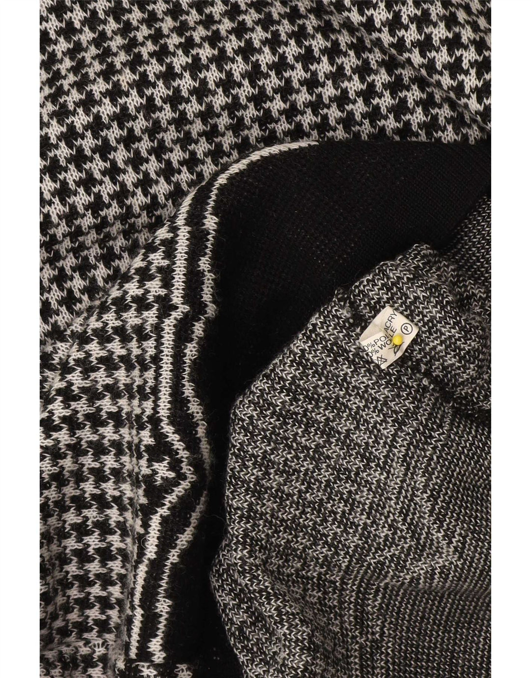 Vintage Womens Boat Neck Jumper Sweater UK 14 Medium Black Houndstooth