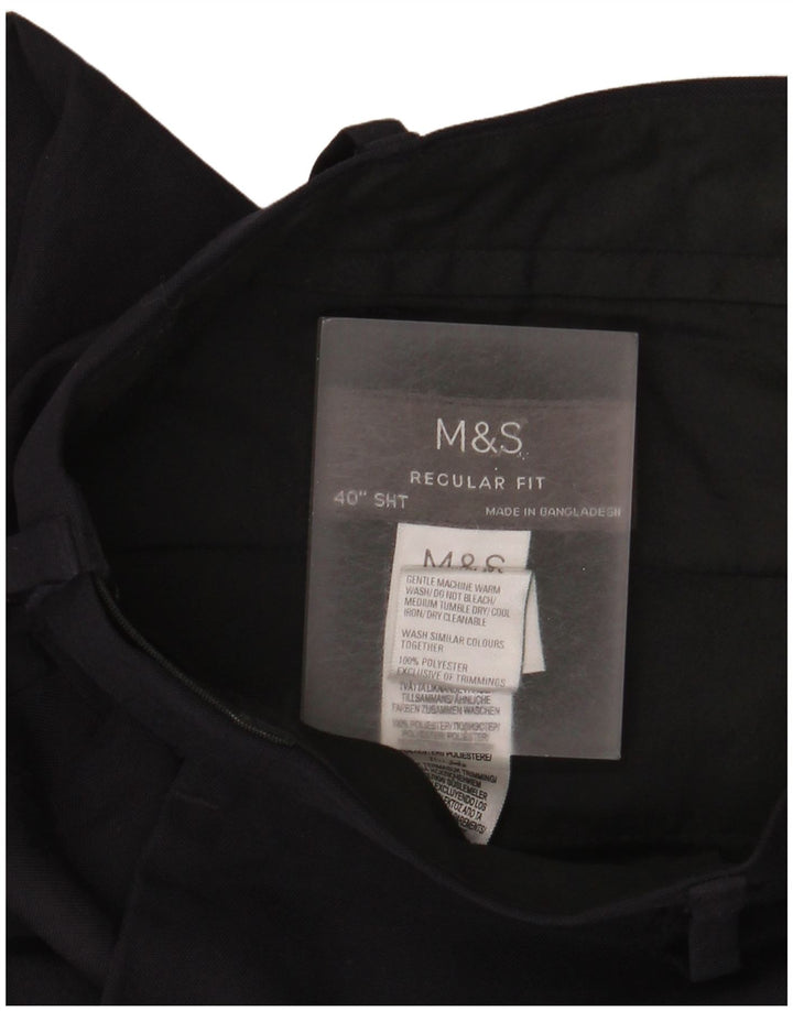 Marks & Spencer Mens Regular Fit Chino Trousers W40 L29 Navy Blue Polyester