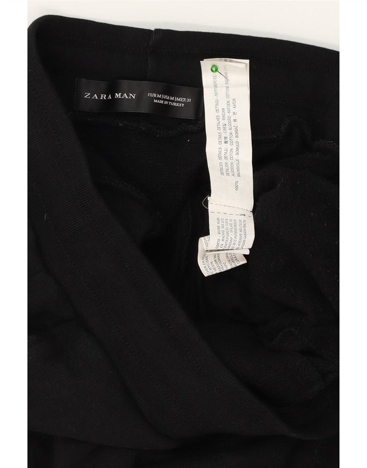Zara Mens Tracksuit Trousers Medium  Black Cotton