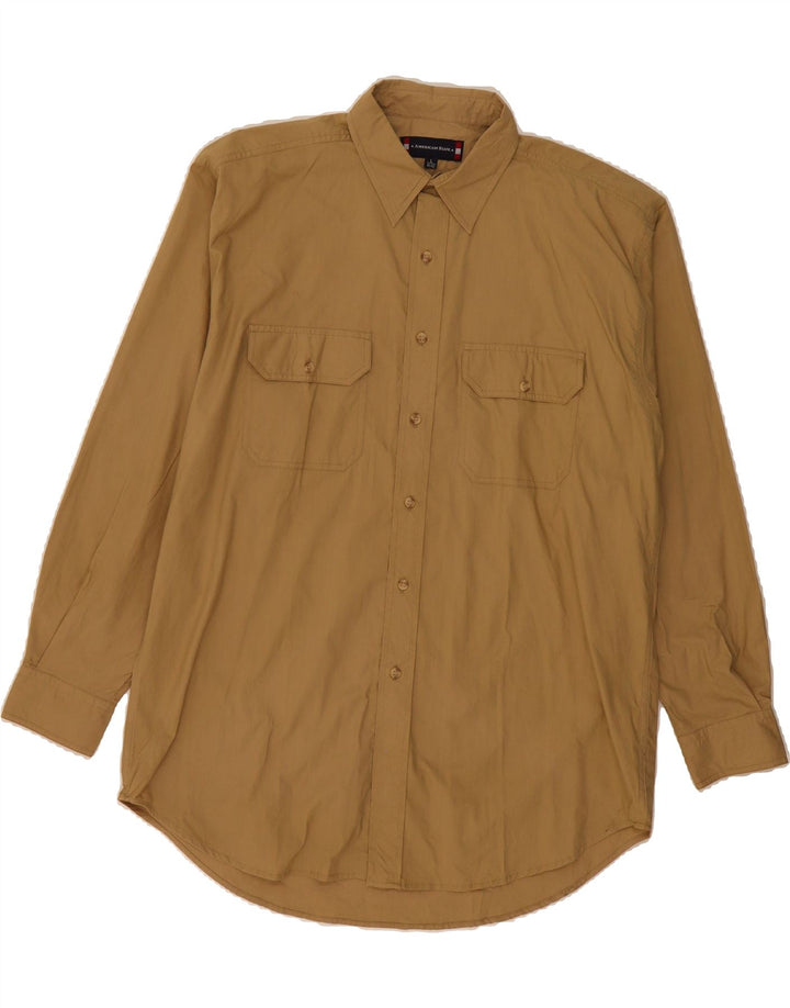 VINTAGE Mens Shirt Size 41/42 Large Beige Cotton Vintage Vintage and Second-Hand Vintage from Messina Hembry 