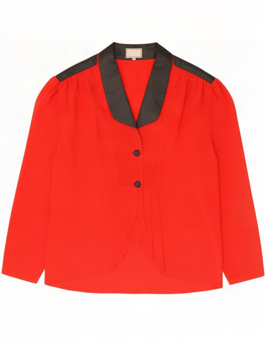 Camicetta camicia a pipistrello da donna vintage UK 14 Poliestere color block rosso medio
