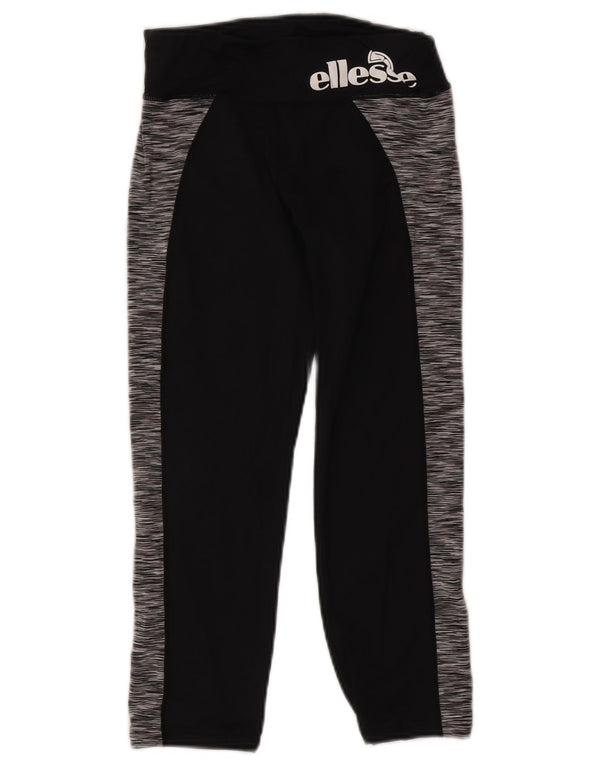 Ellesse Womens Grafiske Capri Leggings UK 10 Small Black Colourblock Nylon