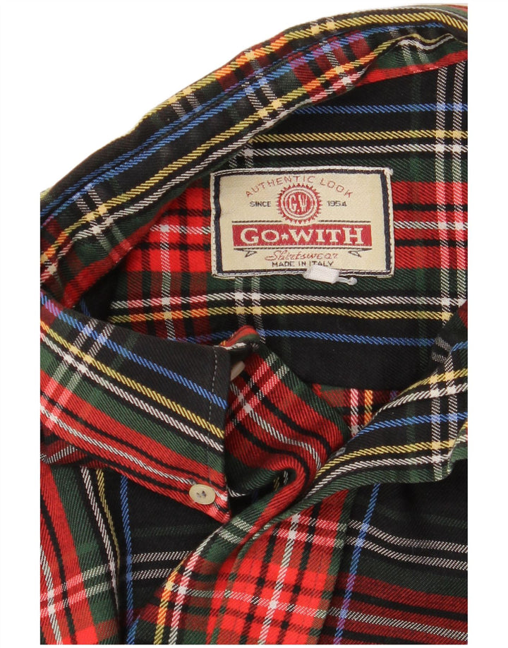 Vintage Mens Flannel Shirt XL Black Check