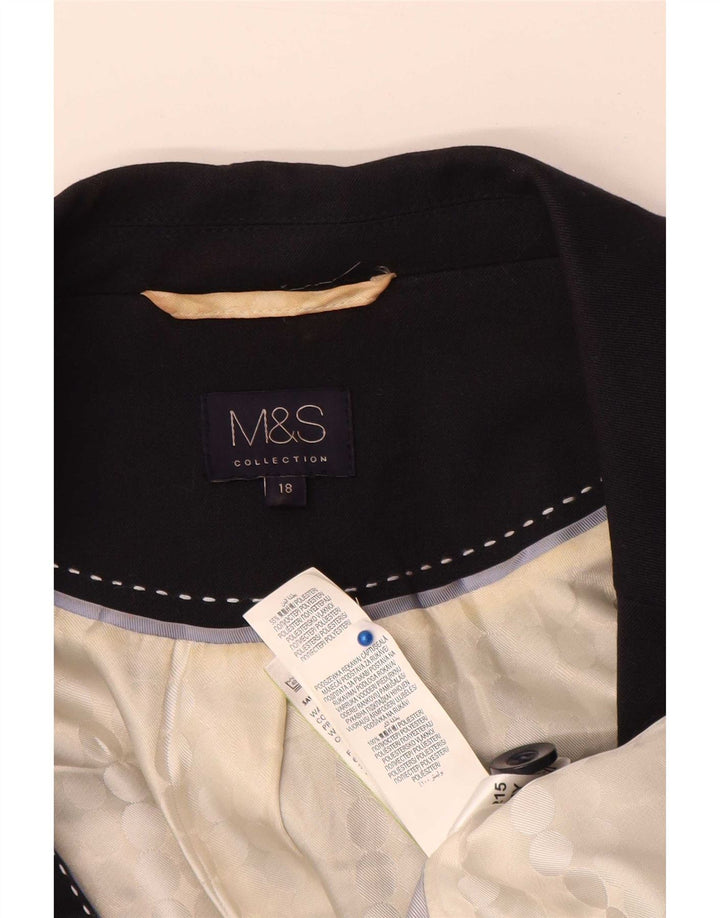 Marks & Spencer Veste blazer 1 bouton pour femme UK 18 XL Bleu marine Polyester