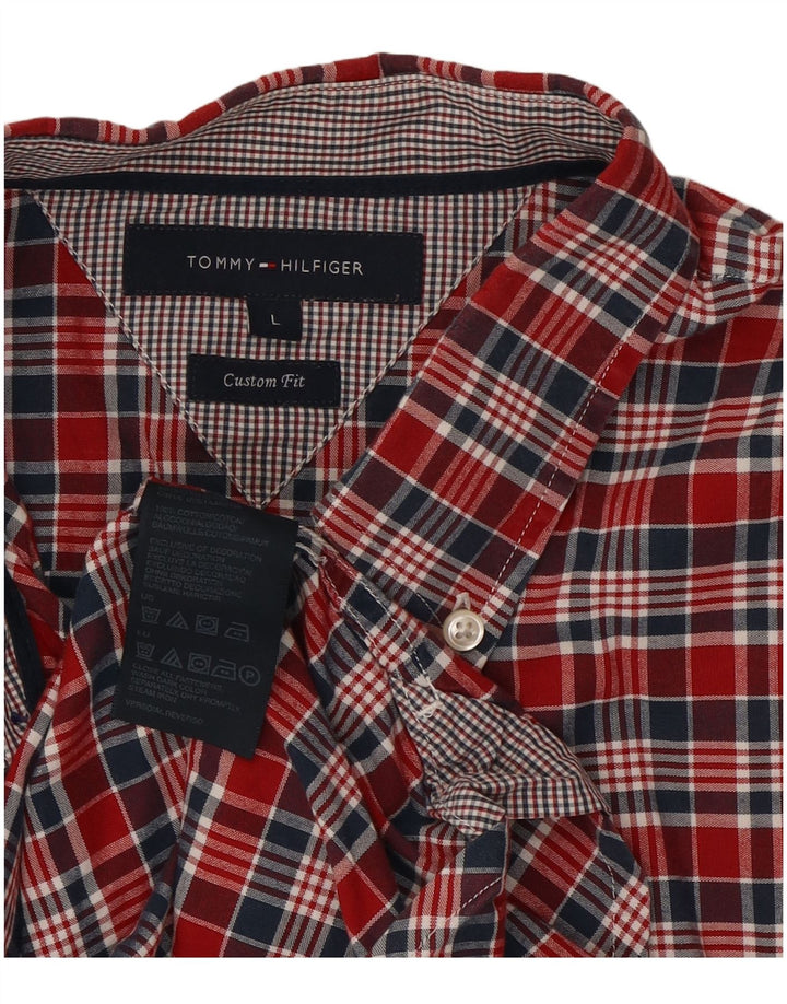 Tommy Hilfiger Herre Custom Fit skjorte Stor rød ternet bomuld