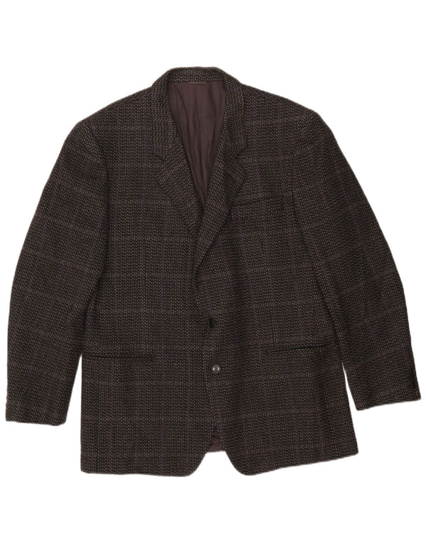 Cerruti 1881 Mens 2 Button Blazer Jacket IT 54 2XL Grey Check Lambswool