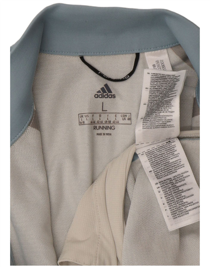 Adidas Womens 3/4 Sleeve Tracksuit Top Jacket UK 16/18 Large Blue Polyester