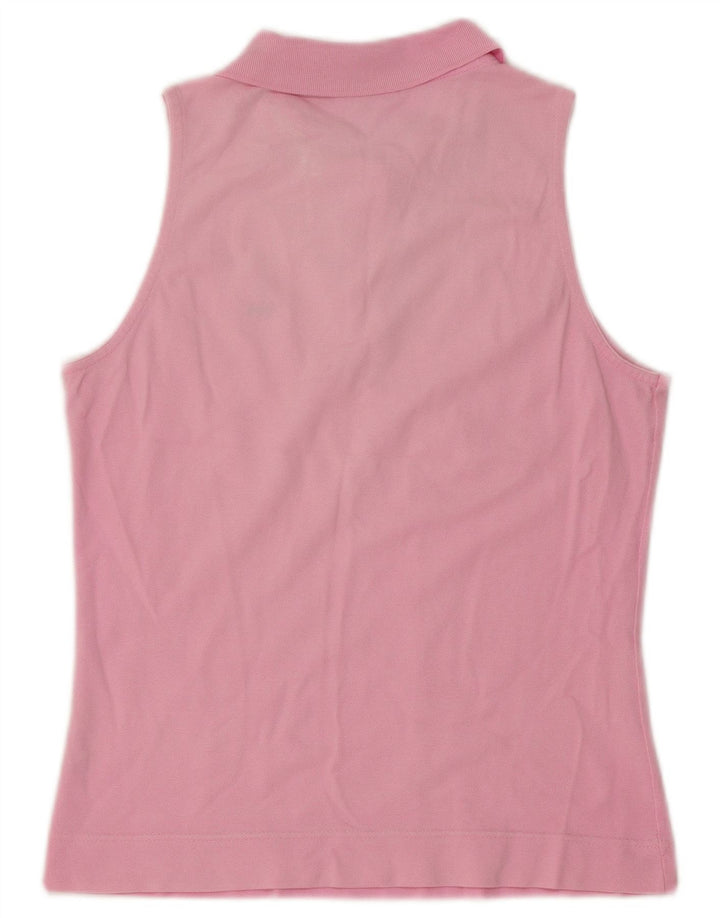 Lacoste Womens Sleeveless Polo Shirt Size 40 Medium Pink Cotton