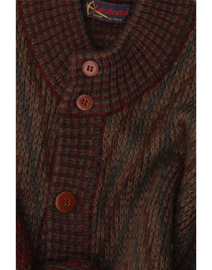 Maglione cardigan da uomo vintage geometrico bordeaux medio