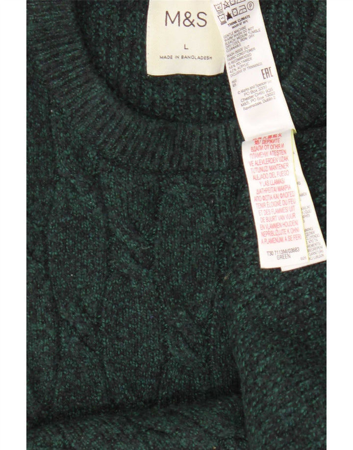 Suéter masculino Marks & Spencer com gola redonda, grande poliamida verde
