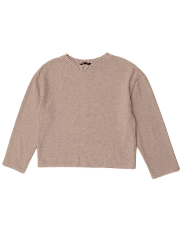 Zara Womens Crop 3/4-ærmet bådhalstrøje DK 10 Small Beige