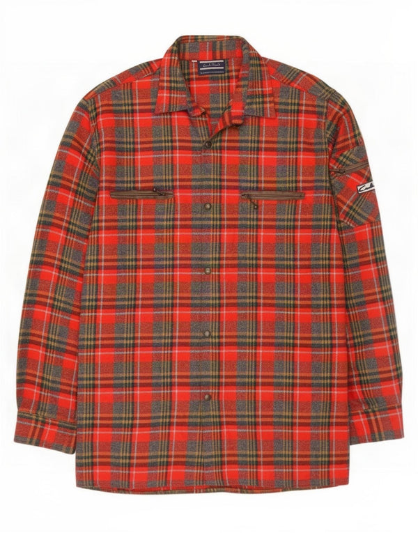 vintage Chemise en flanelle homme Taille 42 Grande laine à carreaux rouge