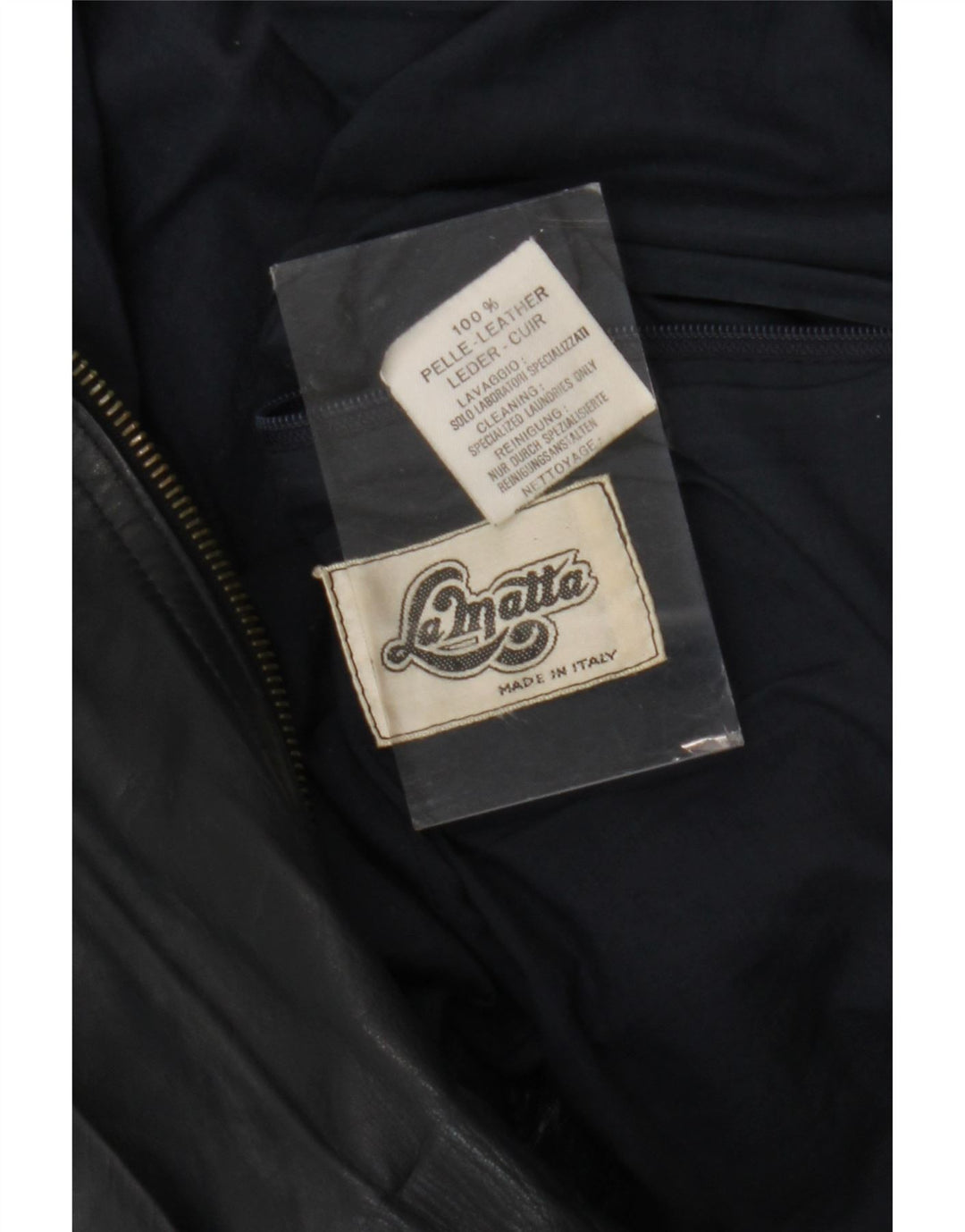 La Matta Mens Bomber Leather Jacket UK 38 Medium Navy Blue Leather